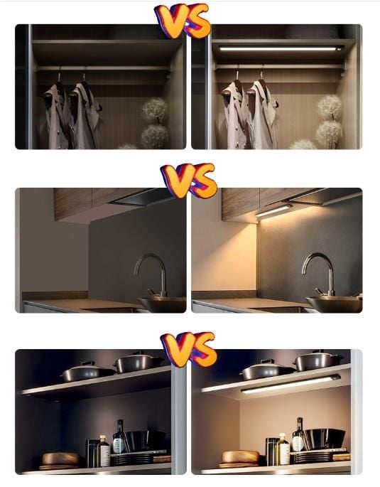 CATA KABLOSUZ GÜNIŞIĞI LED GECE LAMBASI HAREKET SENSÖRLÜ FOTOSELLİ DOLAP TEZGAH MAKYAJ TRAŞ ŞARJLI LED BANT ARMATÜR 40CM