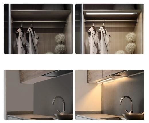 CATA KABLOSUZ GÜNIŞIĞI LED GECE LAMBASI HAREKET SENSÖRLÜ FOTOSELLİ DOLAP TEZGAH MAKYAJ TRAŞ ŞARJLI LED BANT ARMATÜR 40CM