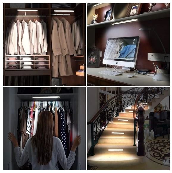 CATA KABLOSUZ GÜNIŞIĞI LED GECE LAMBASI HAREKET SENSÖRLÜ FOTOSELLİ DOLAP TEZGAH MAKYAJ TRAŞ ŞARJLI LED BANT ARMATÜR 40CM