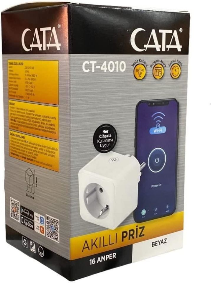 Cata CT-4010 Akıllı Wifi Priz Uzaktan Telefonla Kontrol