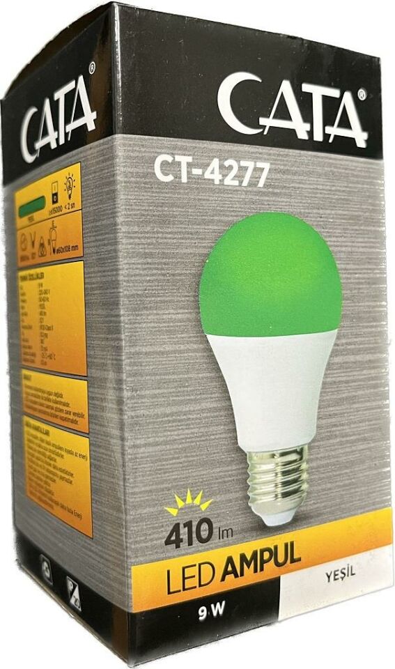 Cata 9 Watt Yeşil Renk Led Ampul E-27 Duy CT-4277Y