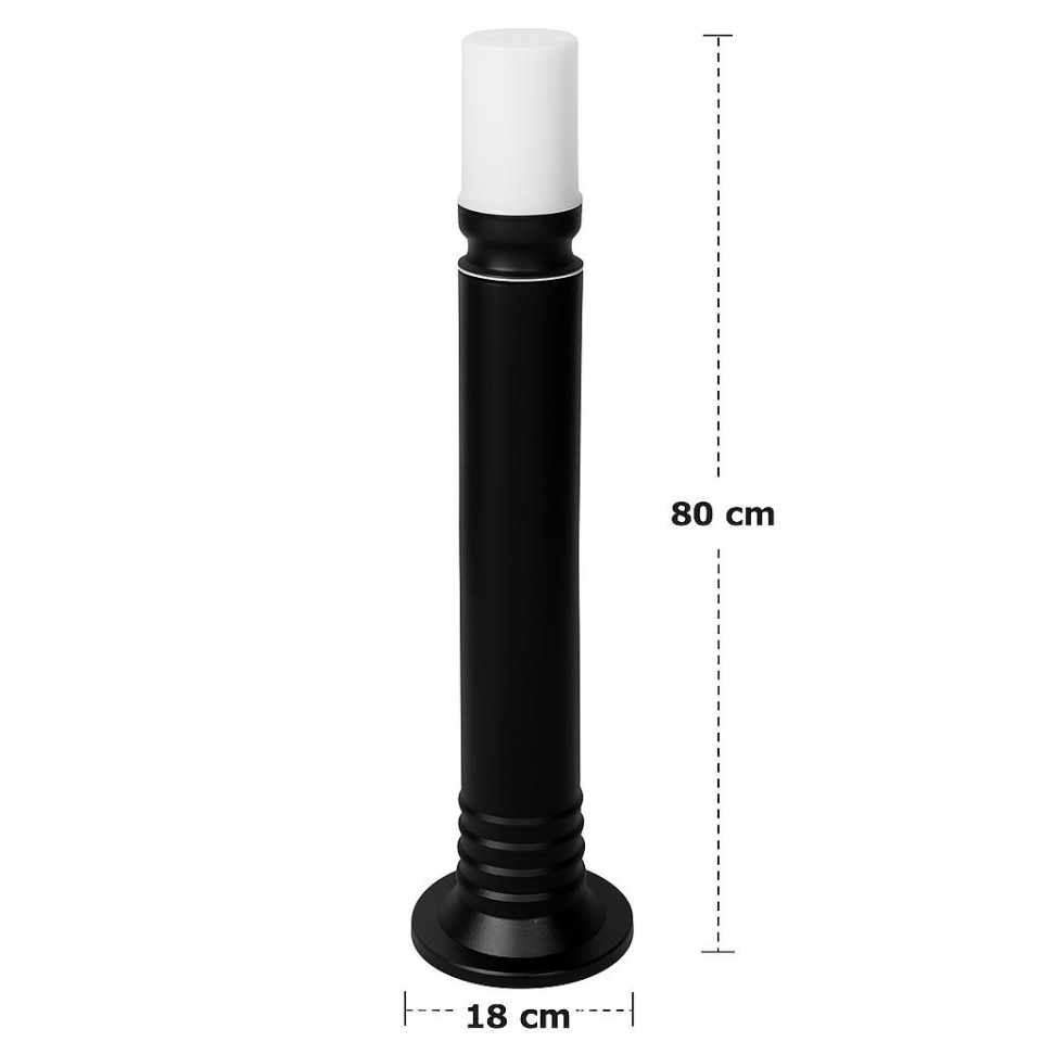 Zita Galata Serisi Bahçe Aydınlatma Lambası 80 cm | E27 Duy | IP54 Su Geçirmez | Siyah | Kırılmaz Gövde | Yerli Üretim 273-80