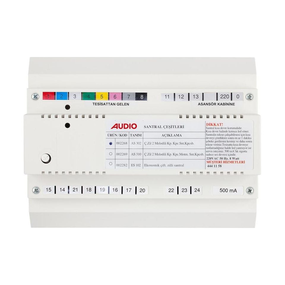 Audio AS302 Kapıcılı Çift Zilli Diafon Santrali