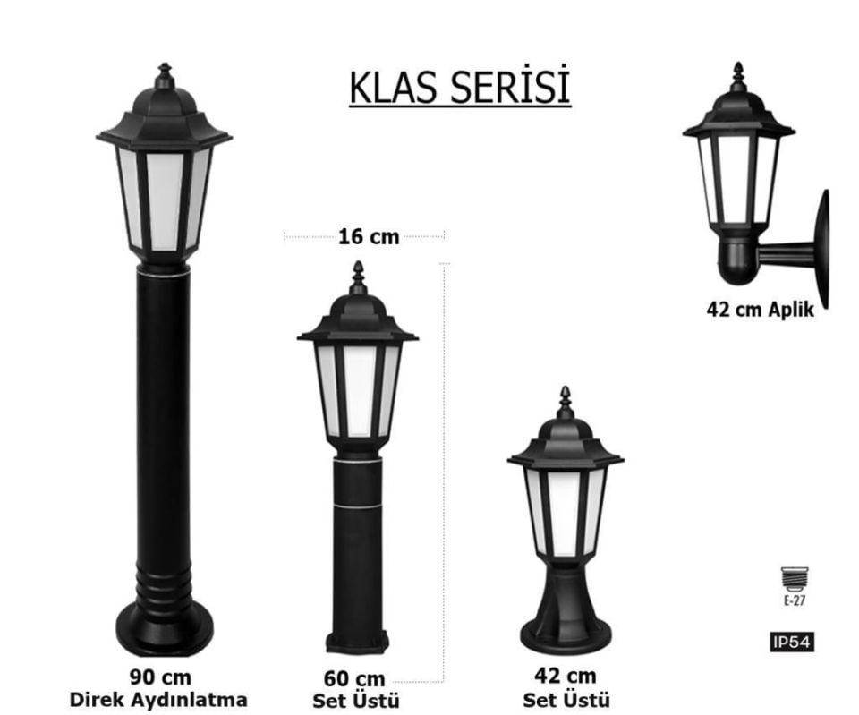 Zita Klas 90cm Bahçe Aydınlatma Direk E-27 Duylu Dış Mekan Set Üstü Yol Lambası Code/288-90