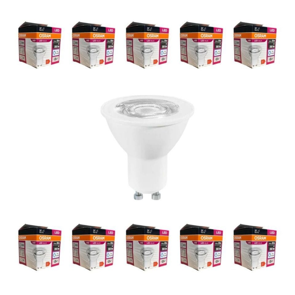 Osram GU10 4,5W LED Ampul 6500K Beyaz Işık – 10’lu Ekonomik Paket, 350 Lümen, 36° Açı, 15.000 Saat Ömür, Enerji Sınıfı F