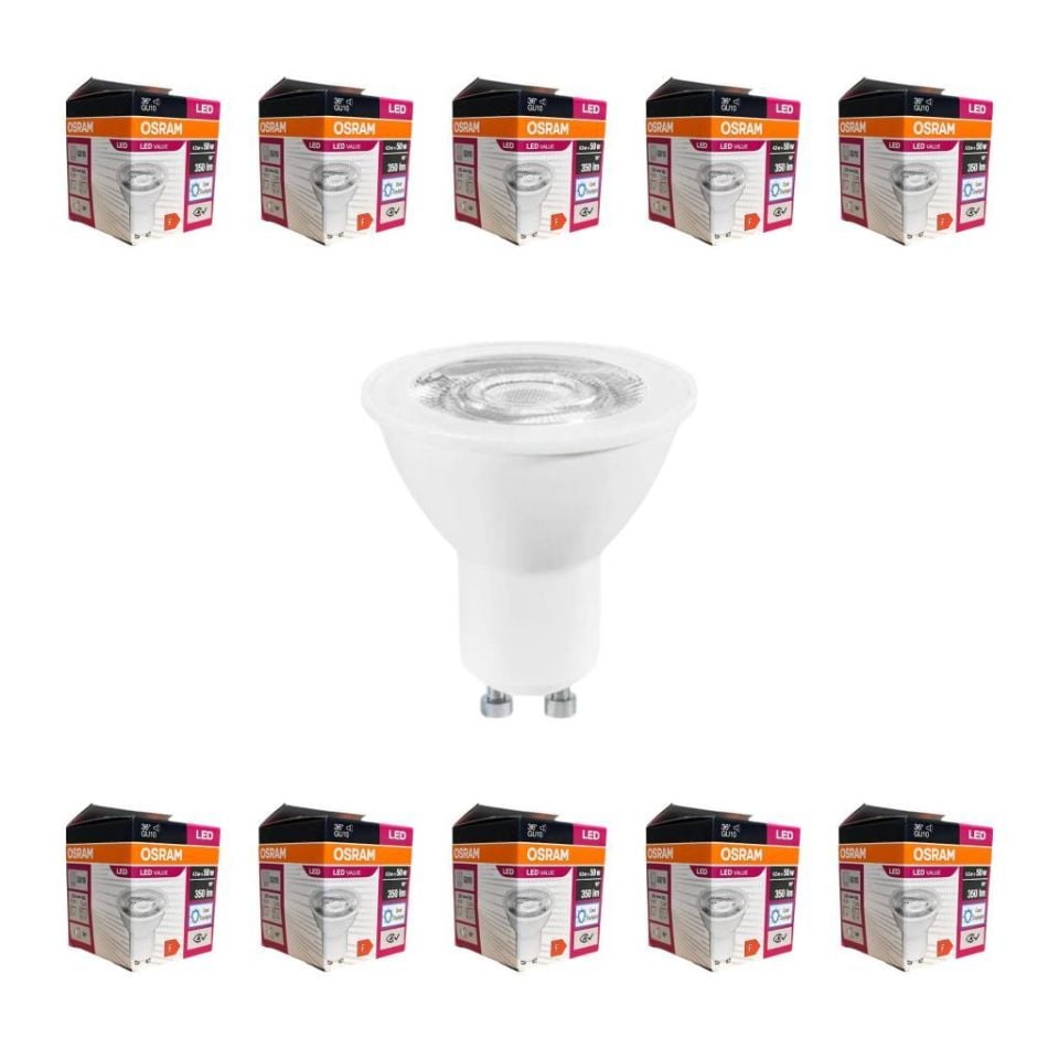 Osram GU10 4,5W LED Ampul 6500K Beyaz Işık – 10’lu Ekonomik Paket, 350 Lümen, 36° Açı, 15.000 Saat Ömür, Enerji Sınıfı F