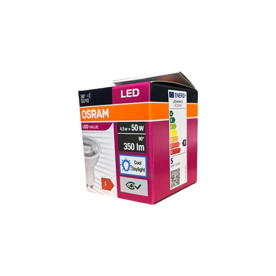 Osram Led Value 4,5W Beyaz Işık Gu10 Duy 350lm 10 lu Paket