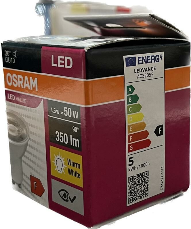Osram Led Value 4.5W Sarı Işık Gu10 Duy 350 lm 10 lu Paket