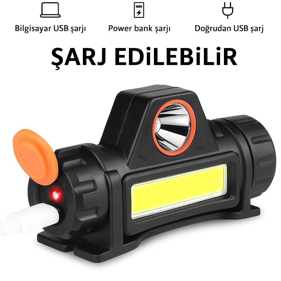 Mir LED Şarjlı Kafa Feneri – 200 Lümen, Döner Başlık, Çift Fonksiyonlu, Ayarlanabilir Kafa Bandı, IP44 Suya Dayanıklı CT-9120