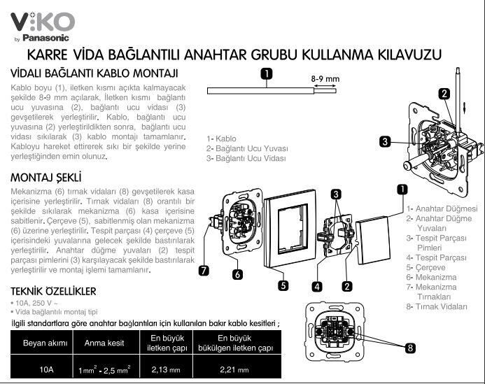 Viko Karre Beyaz Anahtar Çerçeve Dahil