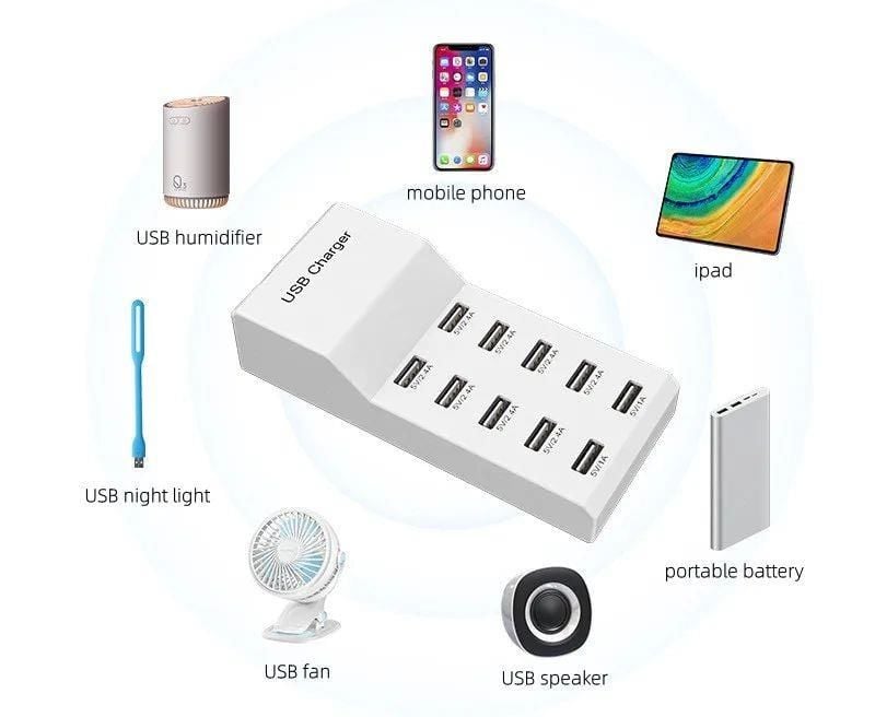 Cata CT-2554 USB Şarj Cihazı 10'lu 10xUSB Çoklu Şarj Aleti 5 Watt DC 5 V