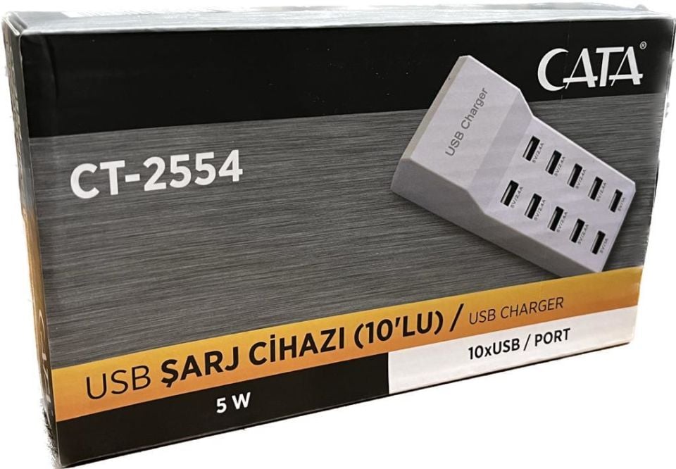 Cata CT-2554 USB Şarj Cihazı 10'lu 10xUSB Çoklu Şarj Aleti 5 Watt DC 5 V
