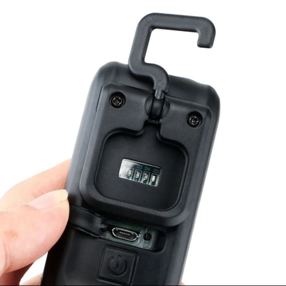 Şarjlı Led El Lambası Mıknatıslı Tamirci Feneri 3 Watt Kancalı 3 Fonksiyonlu Oto Tamirci Kamp Outdoor 240 Lümen USB Kablo ve Adaptör Dahil
