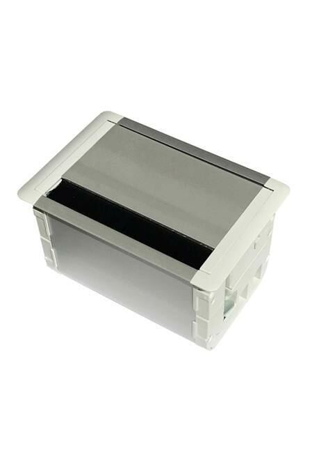 12 Modül Kapaklı Masa Üstü Priz Kutusu Aluminyum Kapaklı