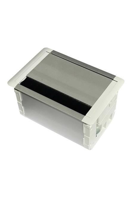 12 Modül Kapaklı Masa Üstü Priz Kutusu Aluminyum Kapaklı