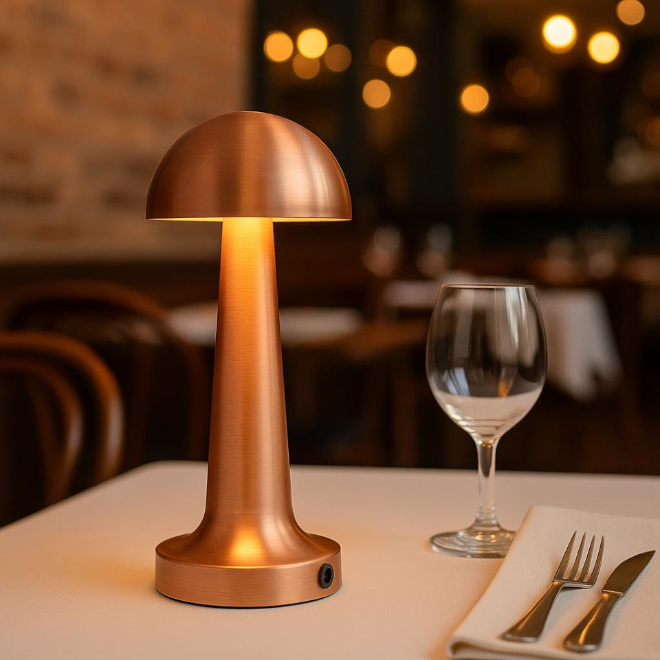 CATA CT-8430 Lizbon Bronz Masa Lambası – Şarjlı, Dokunmatik, 3 Renk Modlu, 1500 mAh Pil – Cafe, Otel ve Ev İçin Dekoratif Aydınlatma