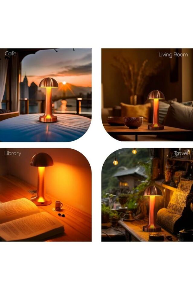 Şarjlı Masa Lambası Dimmerli Dekoratif Abajur Cata Lizbon Dokunmatik Cafe Masa Lambası 3 Renk Işık Modu