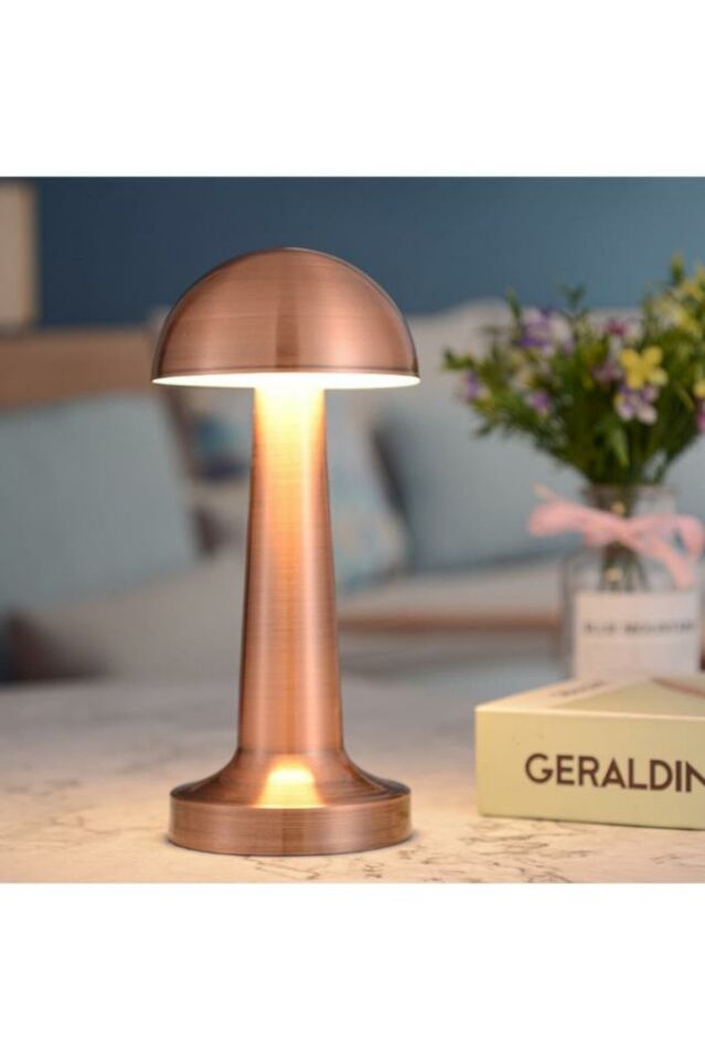 Dekoratif Masa Lambası Dimmerli Şarjlı Cata Lizbon Bronz Cafe Restoran Masa Lambası 3 Renk Işık Modu