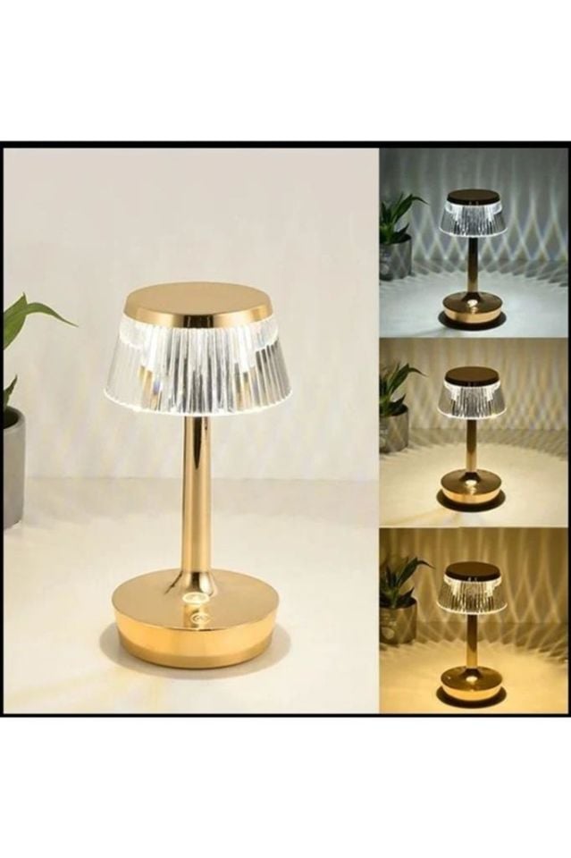 Şarjlı Masa Lambası Dimmerli Dekoratif Abajur Cata Rio Dokunmatik Cafe Lambası 3 Renk Işık Modu