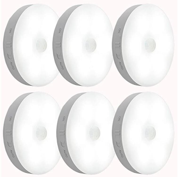 Cata Hareket sensörlü gece lambası, duvar lambası, dolap lambası, USB şarj edilebilir LED ışık, akıllı sensör ışığı, pil ile çalışan ışık, dolap, yatak odası, dolap, koridor vb. için (Gün Işığı 4000k, 6 adet)