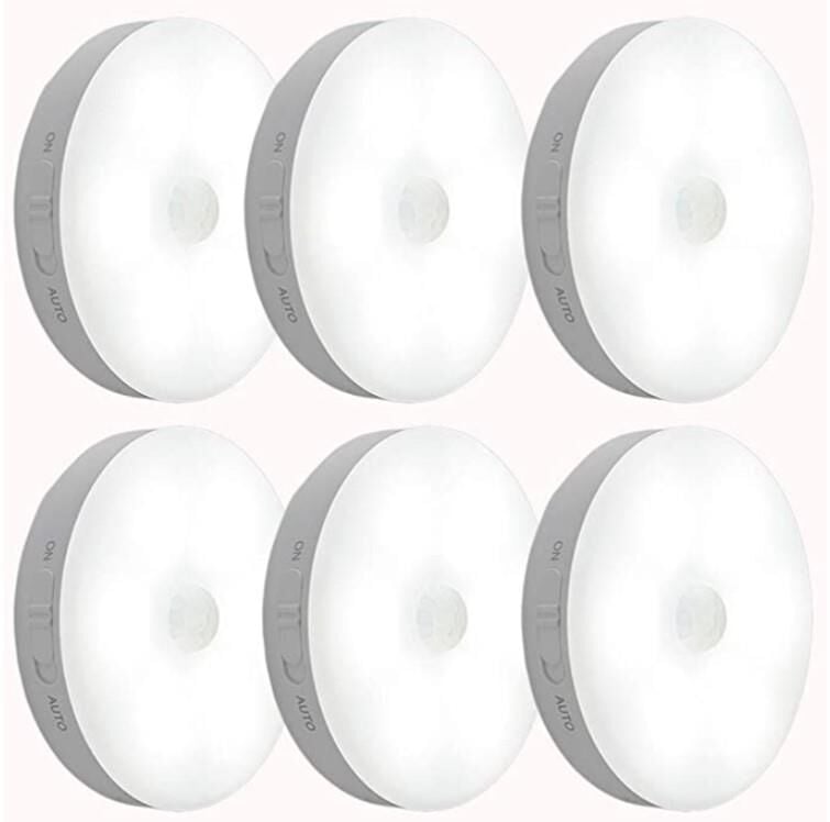 Cata Hareket sensörlü gece lambası, duvar lambası, dolap lambası, USB şarj edilebilir LED ışık, akıllı sensör ışığı, pil ile çalışan ışık, dolap, yatak odası, dolap, koridor vb. için (Gün Işığı 4000k, 6 adet)