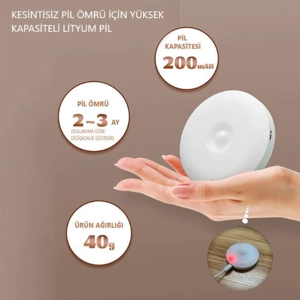 Cata Hareket sensörlü gece lambası, duvar lambası, dolap lambası, USB şarj edilebilir LED ışık, akıllı sensör ışığı, pil ile çalışan ışık, dolap, yatak odası, dolap, koridor vb. için (Gün Işığı 4000k, 6 adet)