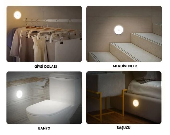 Cata Hareket sensörlü gece lambası, duvar lambası, dolap lambası, USB şarj edilebilir LED ışık, akıllı sensör ışığı, pil ile çalışan ışık, dolap, yatak odası, dolap, koridor vb. için (Gün Işığı 4000k, 6 adet)