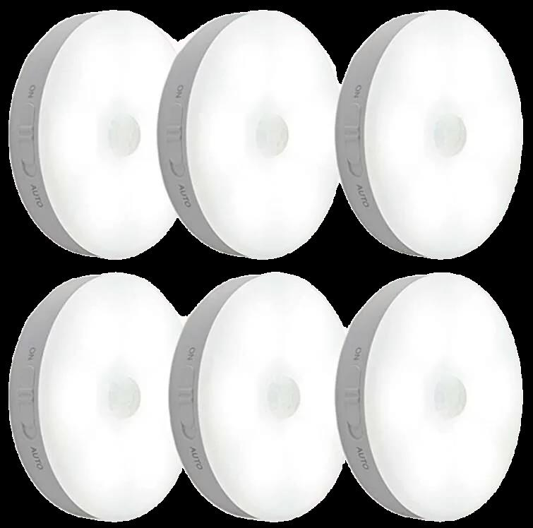 Cata Hareket sensörlü gece lambası, duvar lambası, dolap lambası, USB şarj edilebilir LED ışık, akıllı sensör ışığı, pil ile çalışan ışık, dolap, yatak odası, dolap, koridor vb. için (Gün Işığı 4000k, 6 adet)