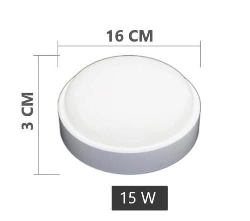 Horoz Artos 15W Yuvarlak Beyaz Led Nem Su Geçirmez Banyo Bahçe Modern Tavan Lambası Beyaz Işık 6500K