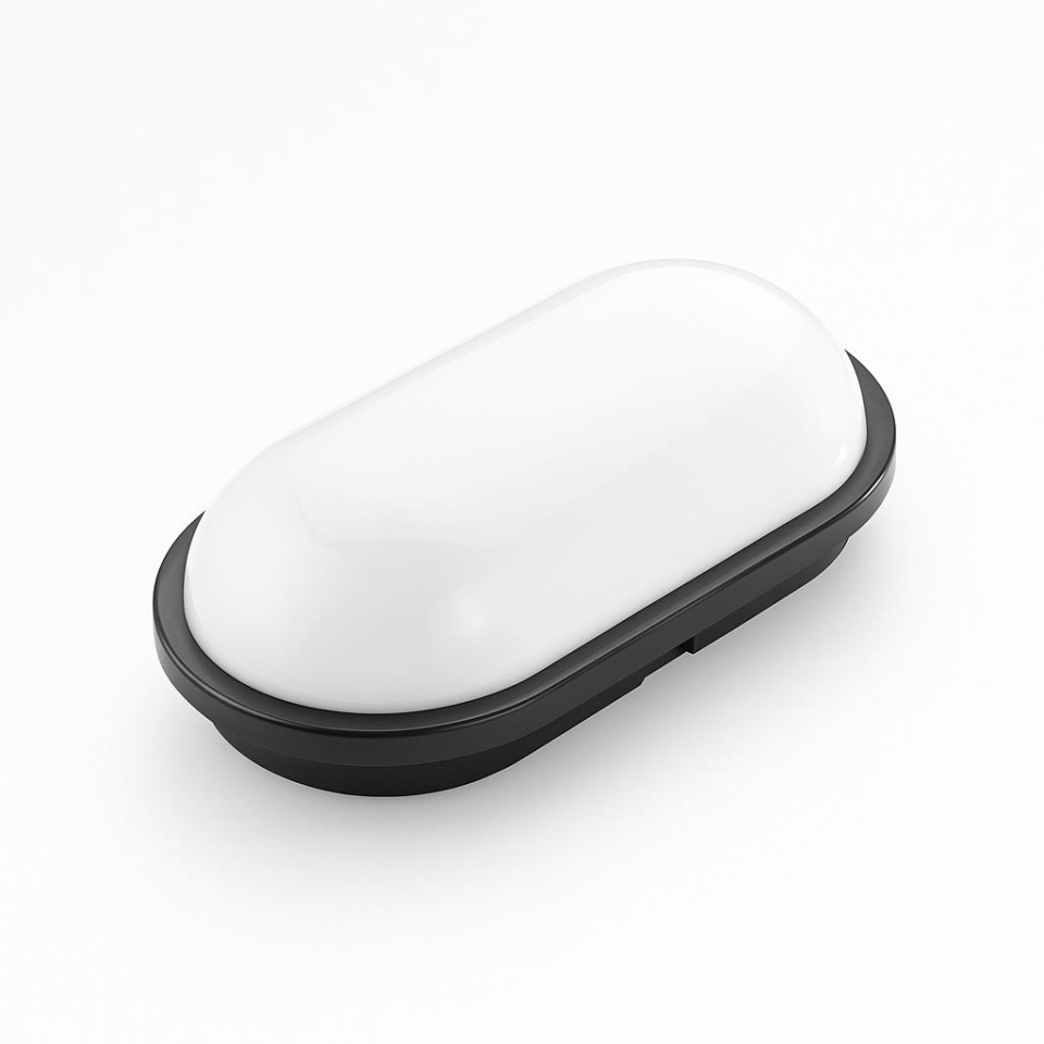 Horoz Aydos 15W IP65 Siyah Oval LED Tavan ve Duvar Lambası | 1500 Lümen Beyaz Işık | Su ve Toz Geçirmez Banyo, Bahçe, Balkon Aydınlatma Armatürü | 220V