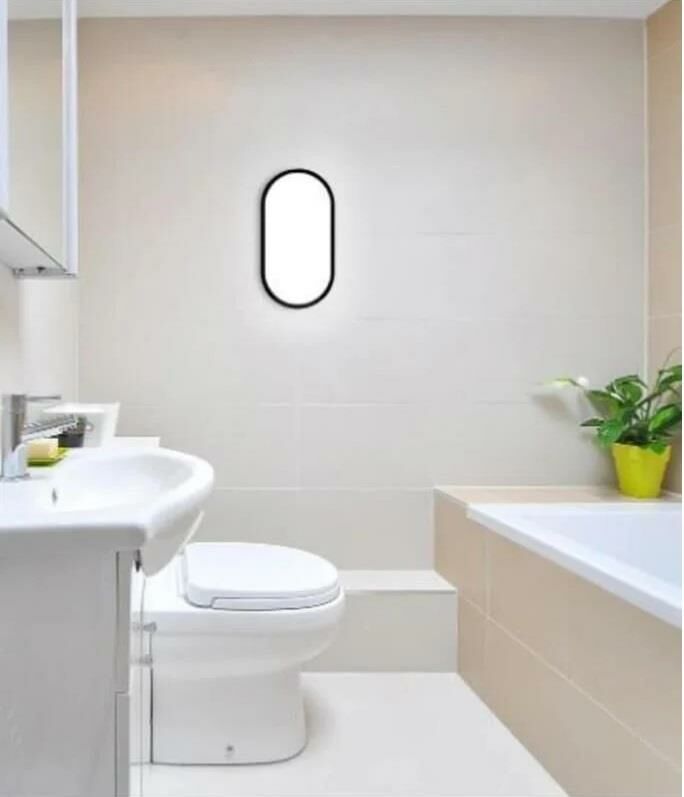 Horoz Aydos 15W Oval Siyah Led Nem Su Geçirmez Banyo Bahçe Modern Tavan Lambası Beyaz Işık