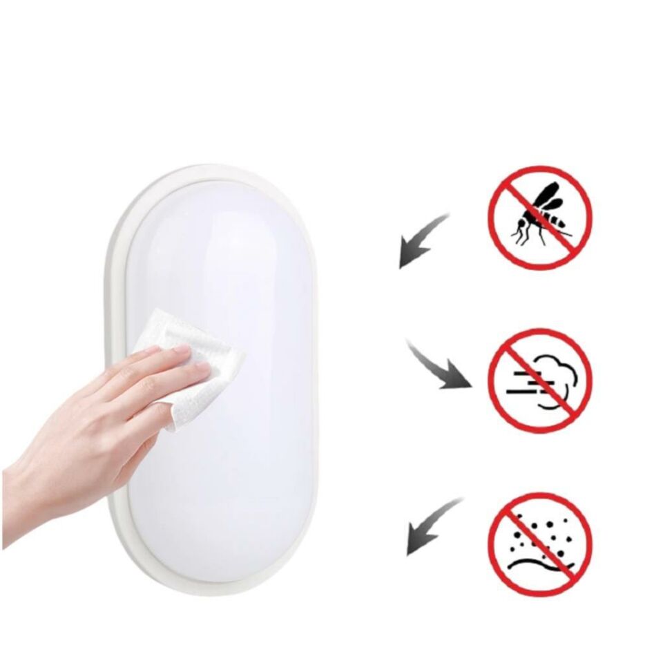 Horoz Aydos 20W Oval Beyaz Led Nem Su Geçirmez Banyo Bahçe Balkon Tavan Duvar Lambası Beyaz Işık