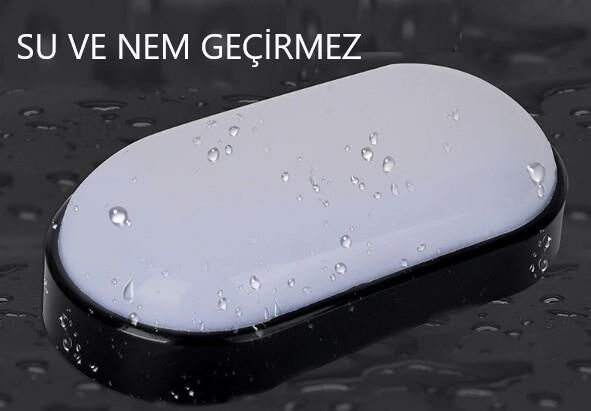 Horoz Aydos 20W Oval Siyah Led Nem Su Geçirmez Banyo Bahçe Modern Tavan Lambası Beyaz Işık