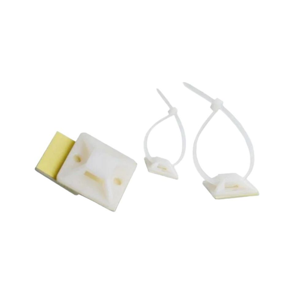 Çetsan Yapışkanlı Kroşe 28x28 mm-100 Adet Kablo Bağı Kroşesi Yapışkanlı