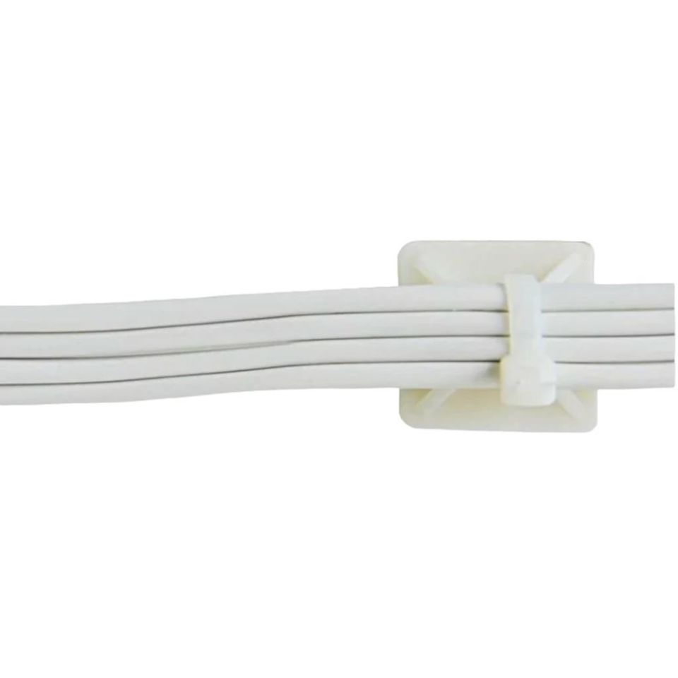 Çetsan Yapışkanlı Kroşe 28x28 mm-100 Adet Kablo Bağı Kroşesi Yapışkanlı