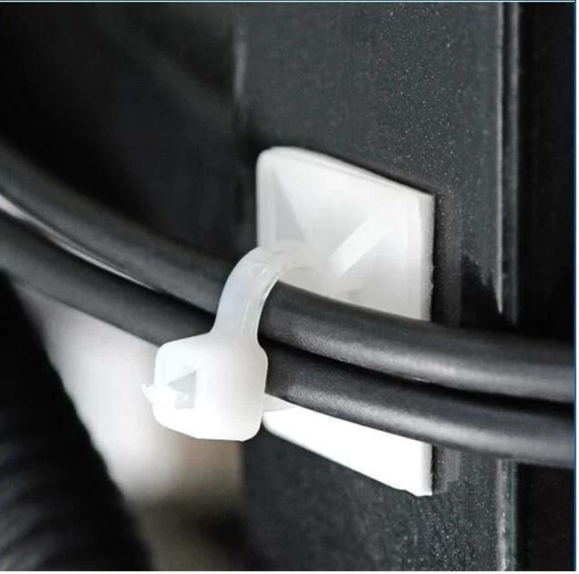 Çetsan Yapışkanlı Kroşe 28x28 mm-100 Adet Kablo Bağı Kroşesi Yapışkanlı