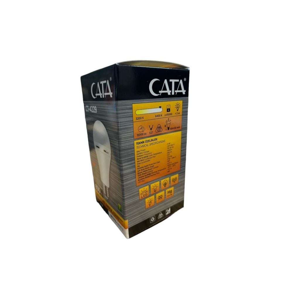 Cata 9 Watt Şarjlı Led Ampul Beyaz Işık E-27 Duylu