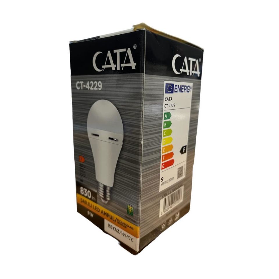 Cata 9 Watt Şarjlı Led Ampul Beyaz Işık E-27 Duylu