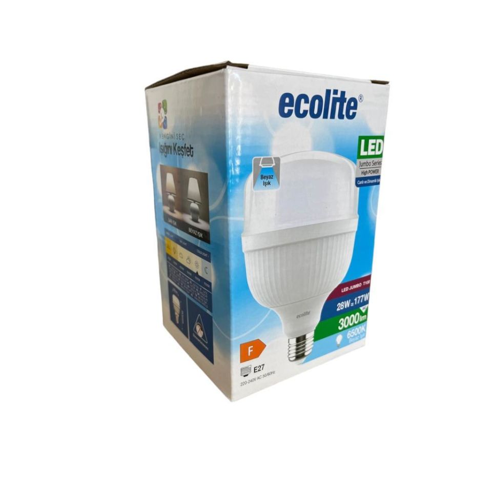 Ecolite 28W (177W) Jumbo LED Ampul 6500K Beyaz Işık E27 Duylu