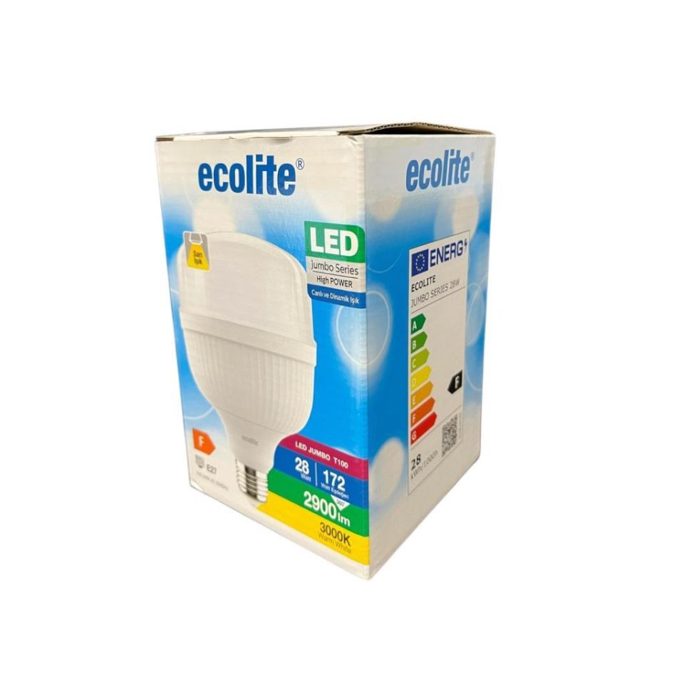 Ecolite 28W (172W) Jumbo LED Ampul 3000K Sarı Işık E27 Duylu