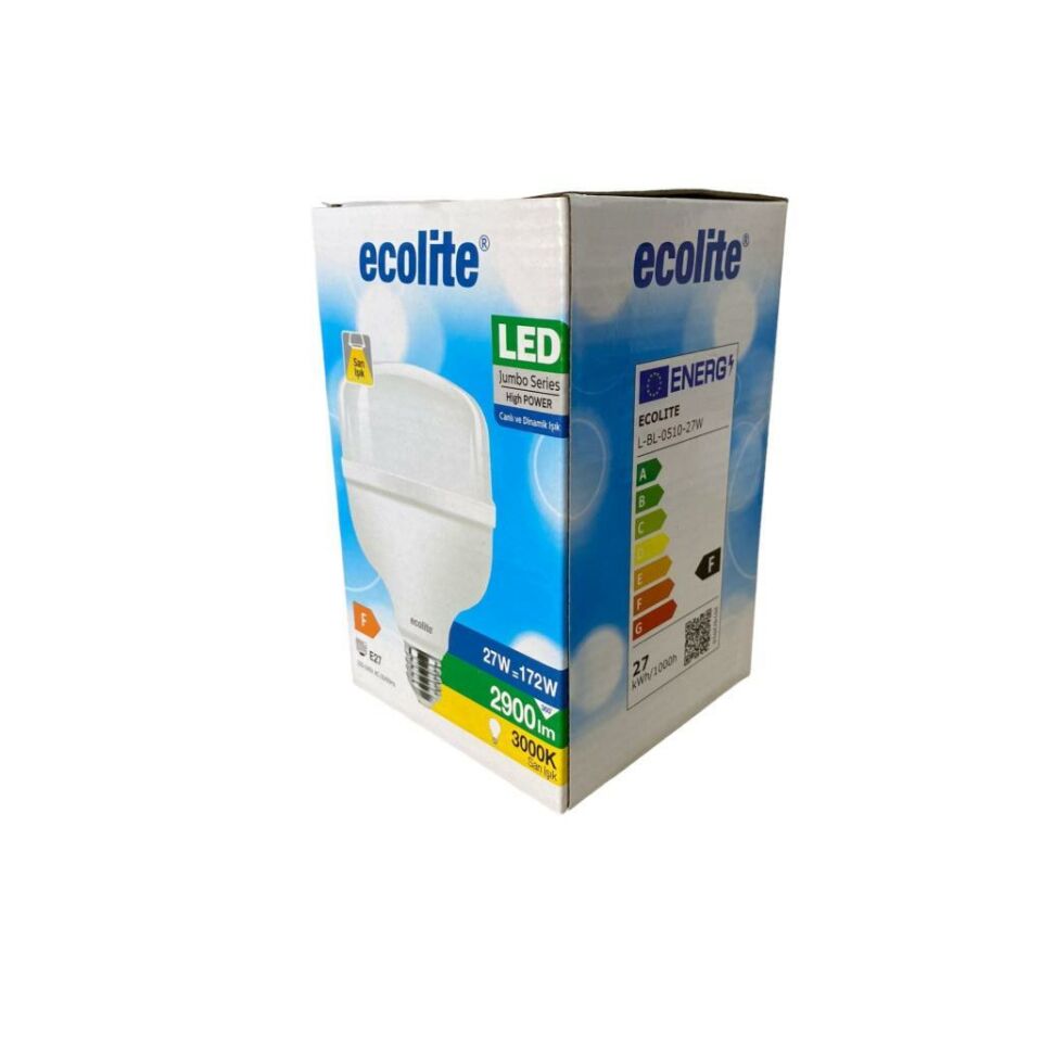Ecolite 27W (172W) Jumbo LED Ampul 3000K Sarı Işık E27 Duylu