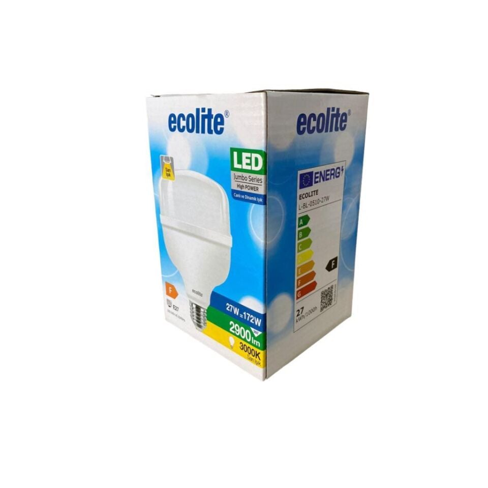 Ecolite 27W (172W) Jumbo LED Ampul 3000K Sarı Işık E27 Duylu