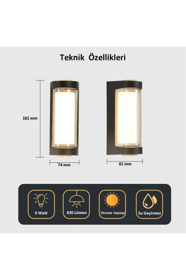Dekoratif Su Geçirmez Üç Yönlü Led Aplik Cata Lara 9w 3200k Gün Işığı Led Aydınlatma