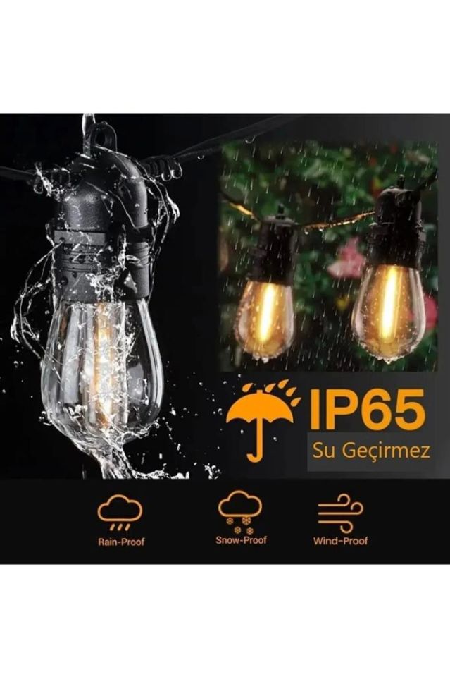 10 Duylu Birbirine Eklenebilir 10 Mt Cata Sarmaşık Dış Mekan Bahçe Aydınlatma Armatürü E27 Ip64