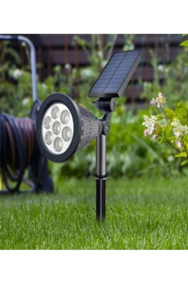 7w Yeşil Led Işık Güneş Enerjili Kazıklı Çim Lambası Cata Solar Bahçe Armatürü