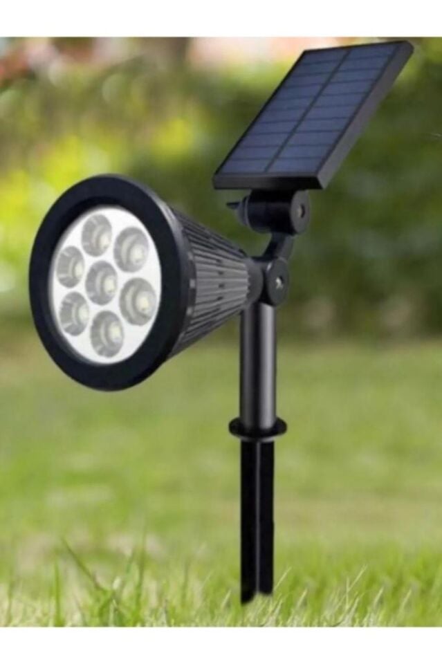 7w Yeşil Led Işık Güneş Enerjili Kazıklı Çim Lambası Cata Solar Bahçe Armatürü