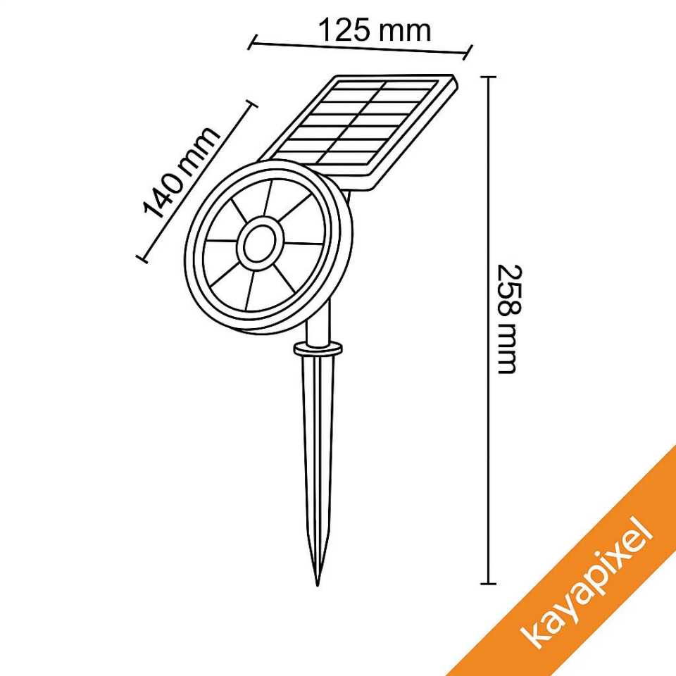 Cata CT-7320 18W Led Solar Kazıklı Çim Armatürü – Güneş Enerjili Amber Renk Bahçe Aydınlatma Lambası, IP65 Su Geçirmez