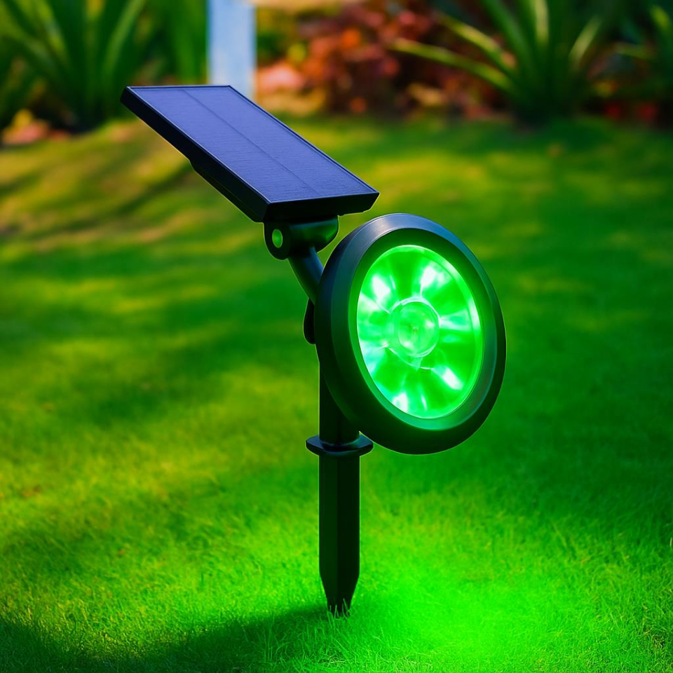 18w Yeşil Renk Led Işık Güneş Enerjili Kazıklı Çim Lambası Cata Solar Bahçe Armatürü