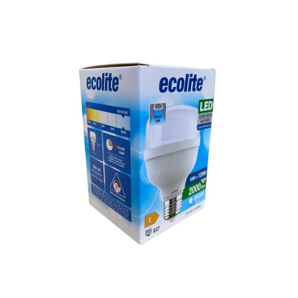 Ecolite 18W (125W) Jumbo LED Ampul 6500K Beyaz Işık E27 Duylu