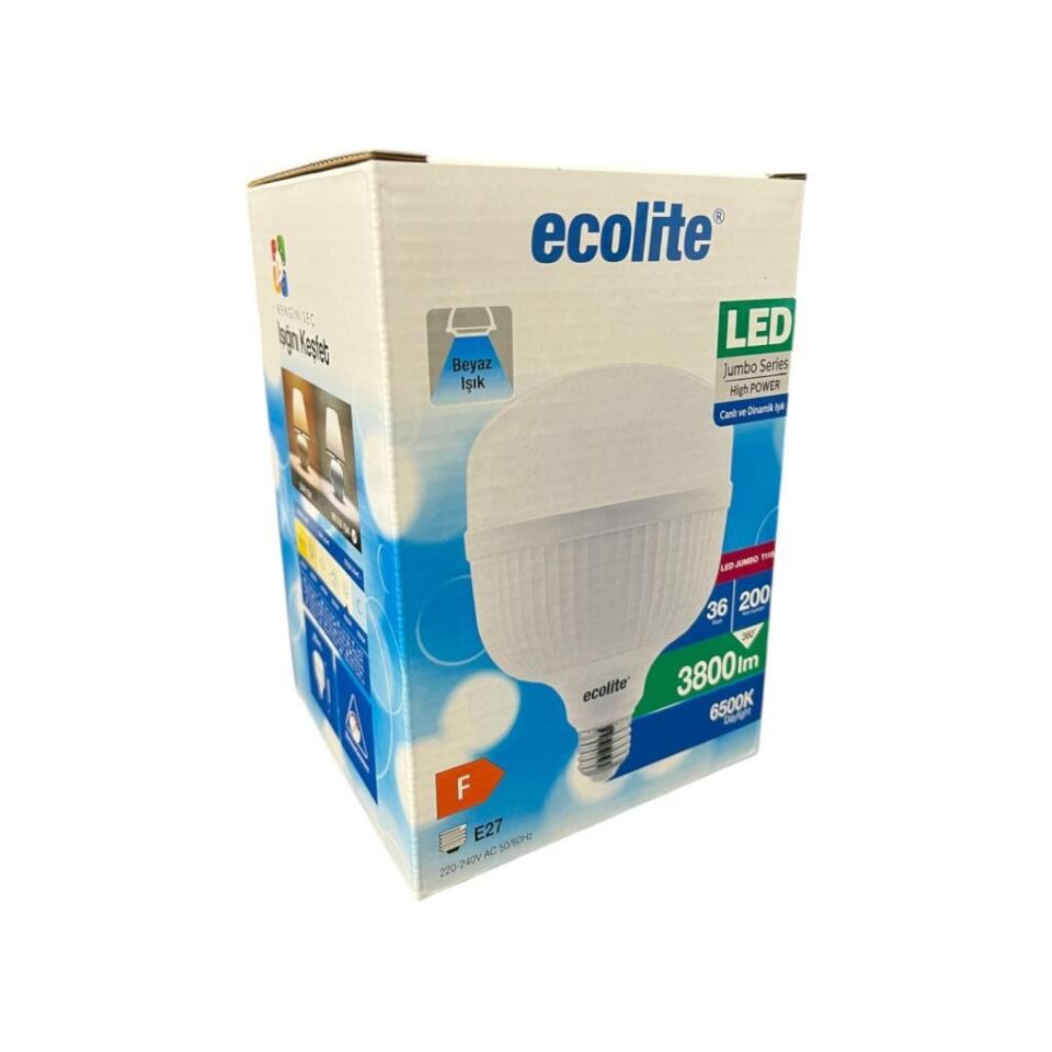 Ecolite 36W (200W) Jumbo LED Ampul 6500K Beyaz Işık E27 Duylu